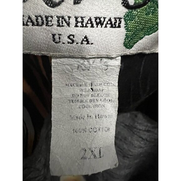 KYs Vintage Black Hawaiian Aloha Button Front Shirt 2XL Pocket Motorcycle USA - Picture 9 of 9